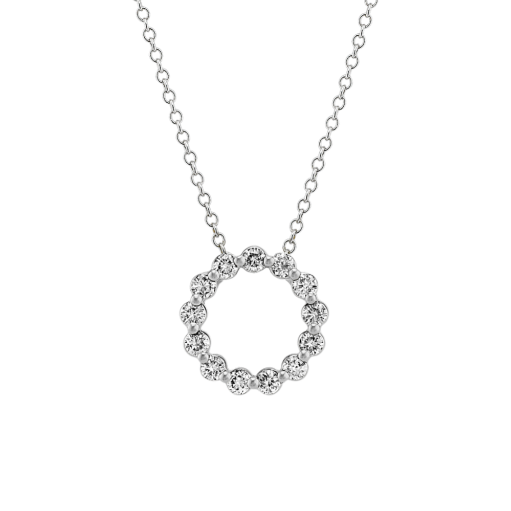 Diamond Circle Pendant in 14k White Gold (24 in) | Shane Co.