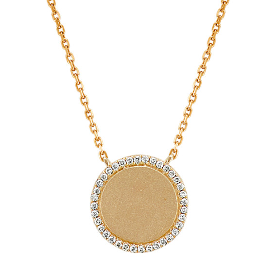 14k yellow gold diamond circle pendant necklace