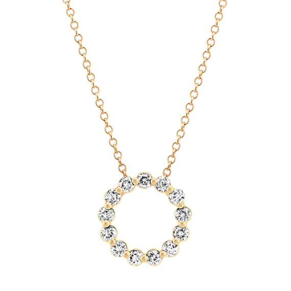 Diamond Circle Pendant in 14k Yellow Gold (24 in) | Shane Co.