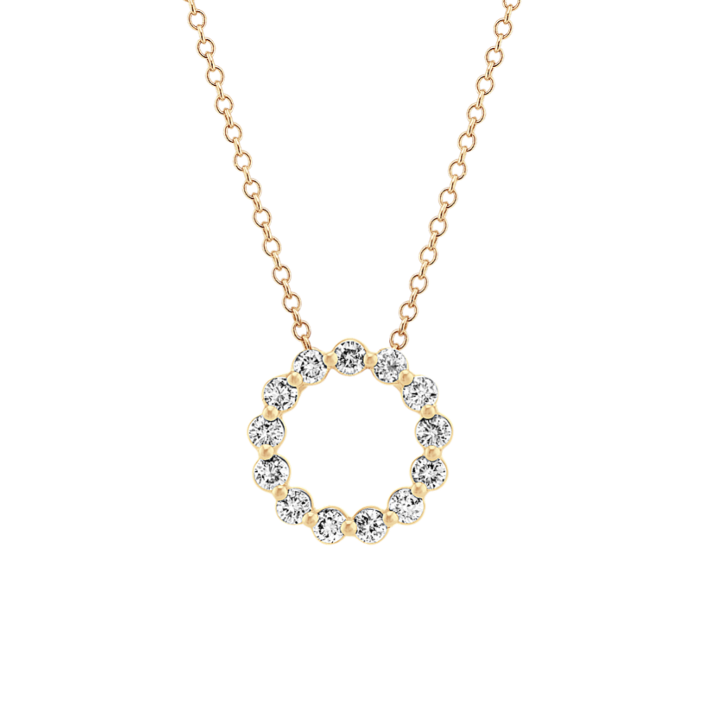 Diamond Circle Pendant in 14k Yellow Gold (24'')