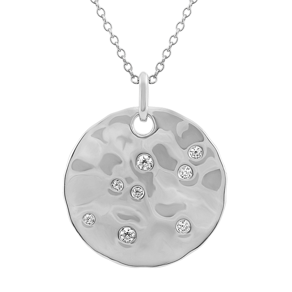 Diamond Circle Pendant in Sterling Silver (20 in)