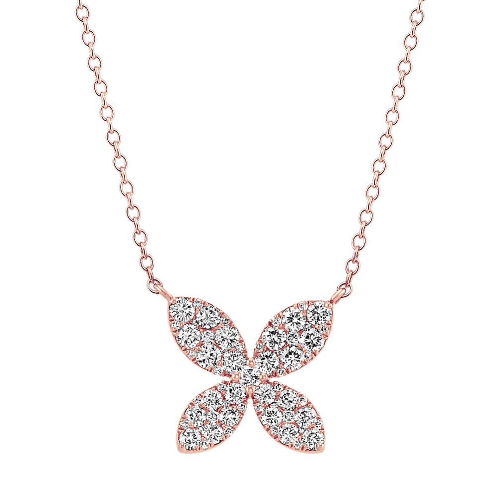 Diamond Cluster Necklace in 14k Rose Gold (18'')