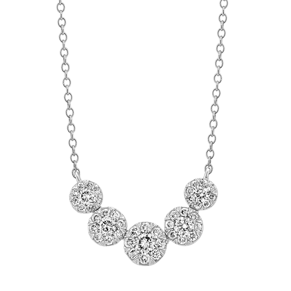 Diamond Cluster Necklace in 14k White Gold (18 in)