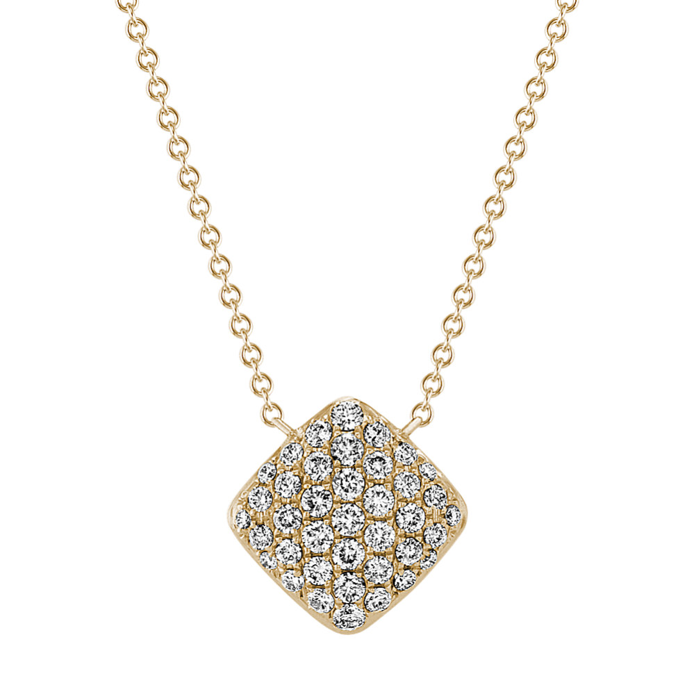 Diamond Cluster Necklace in 14k Yellow Gold (18'')
