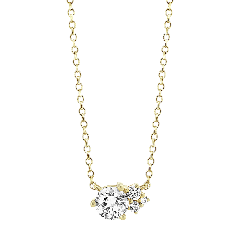 Diamond Cluster Necklace in 14k Yellow Gold (18 in)