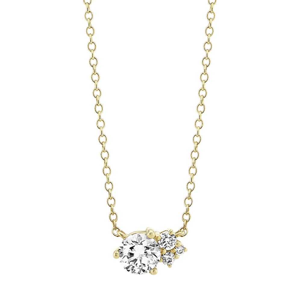 Diamond Cluster Necklace in 14k Yellow Gold (18'')