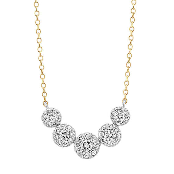 Diamond Cluster Necklace in Two-Tone Gold (18 in)