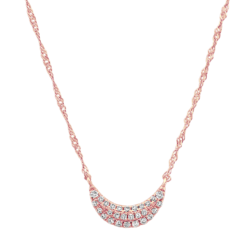 Diamond Crescent Moon Cluster Necklace in 14k Rose Gold (18 in)