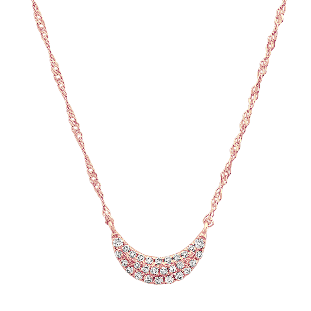 Diamond Crescent Moon Cluster Necklace in 14k Rose Gold (18'')