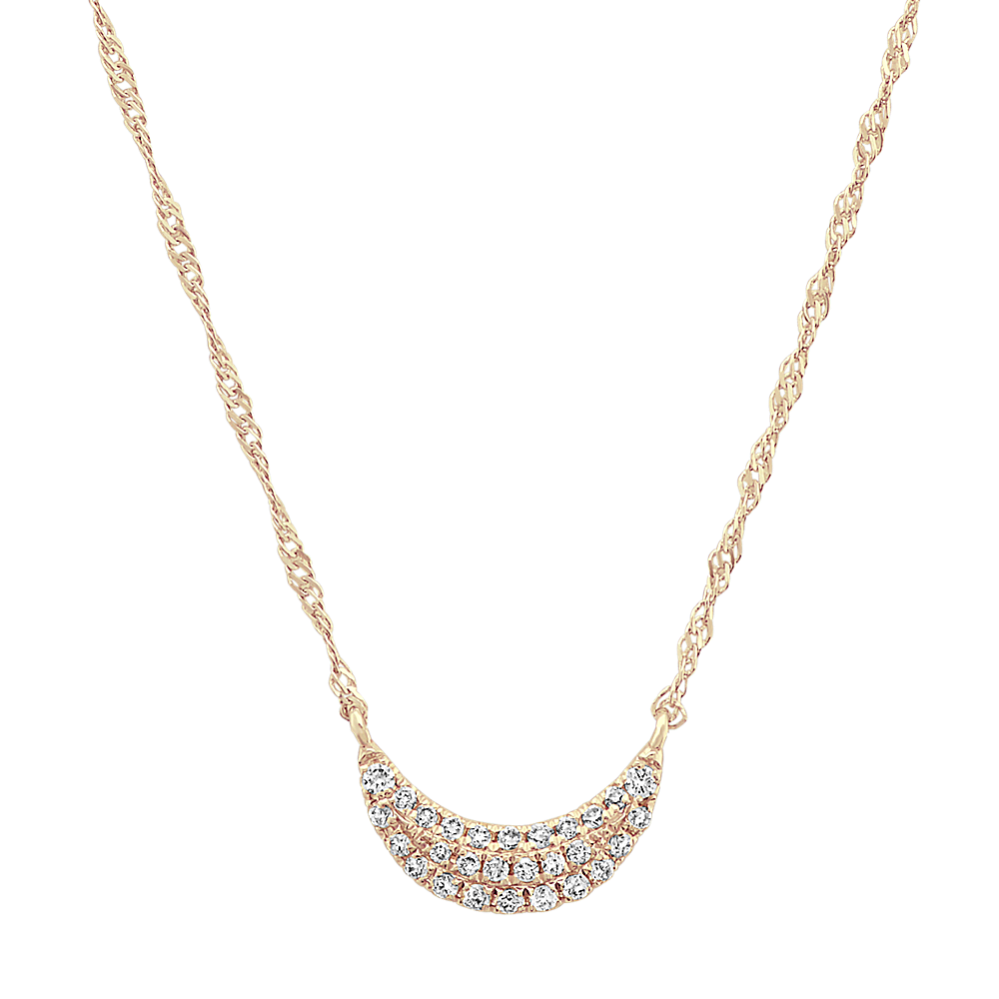 Diamond Crescent Moon Cluster Necklace in 14k Yellow Gold (18 in)