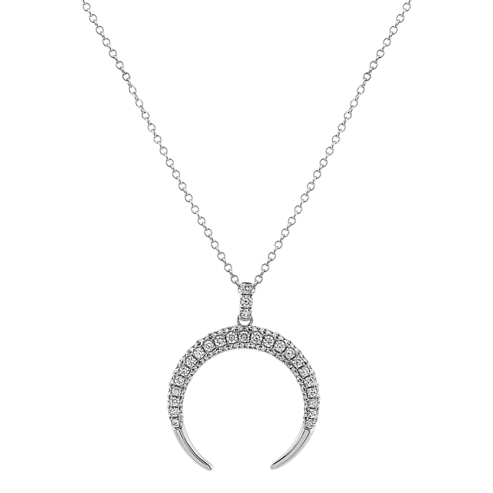 Diamond Crescent Moon Pendant (22'')