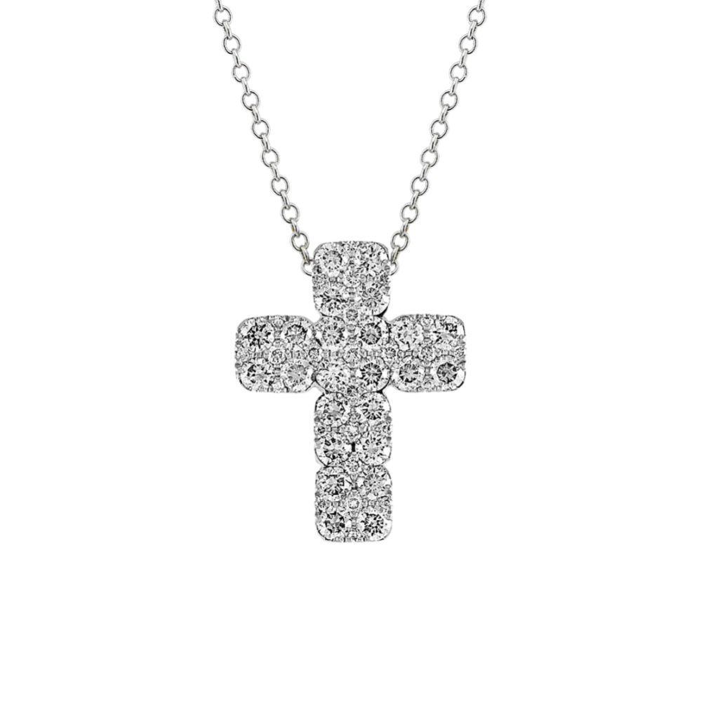 Diamond Cross Pendant in 14k White Gold (22 in)