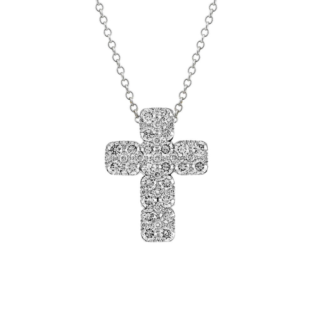 Diamond Cross Pendant in 14k White Gold (22'')