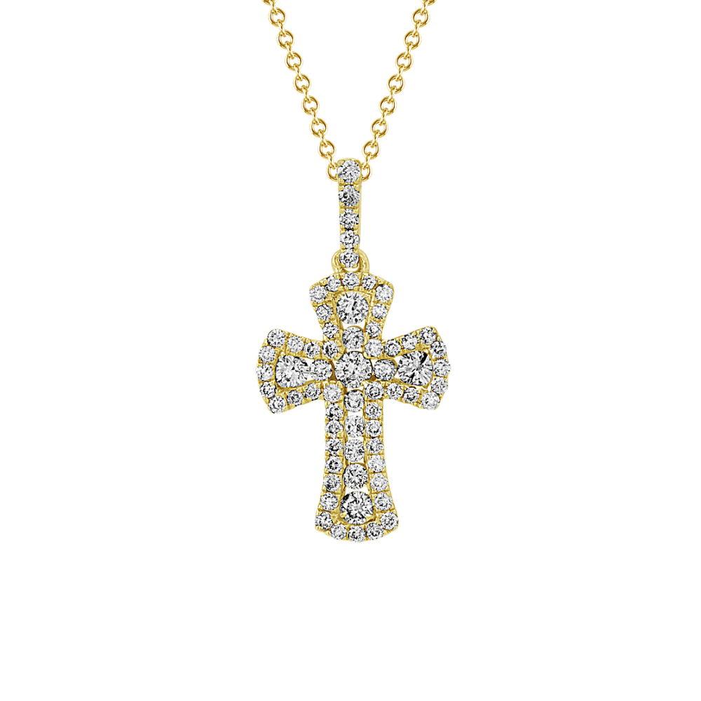 Diamond Cross Pendant in 14k Yellow Gold (18 in) | Shane Co.