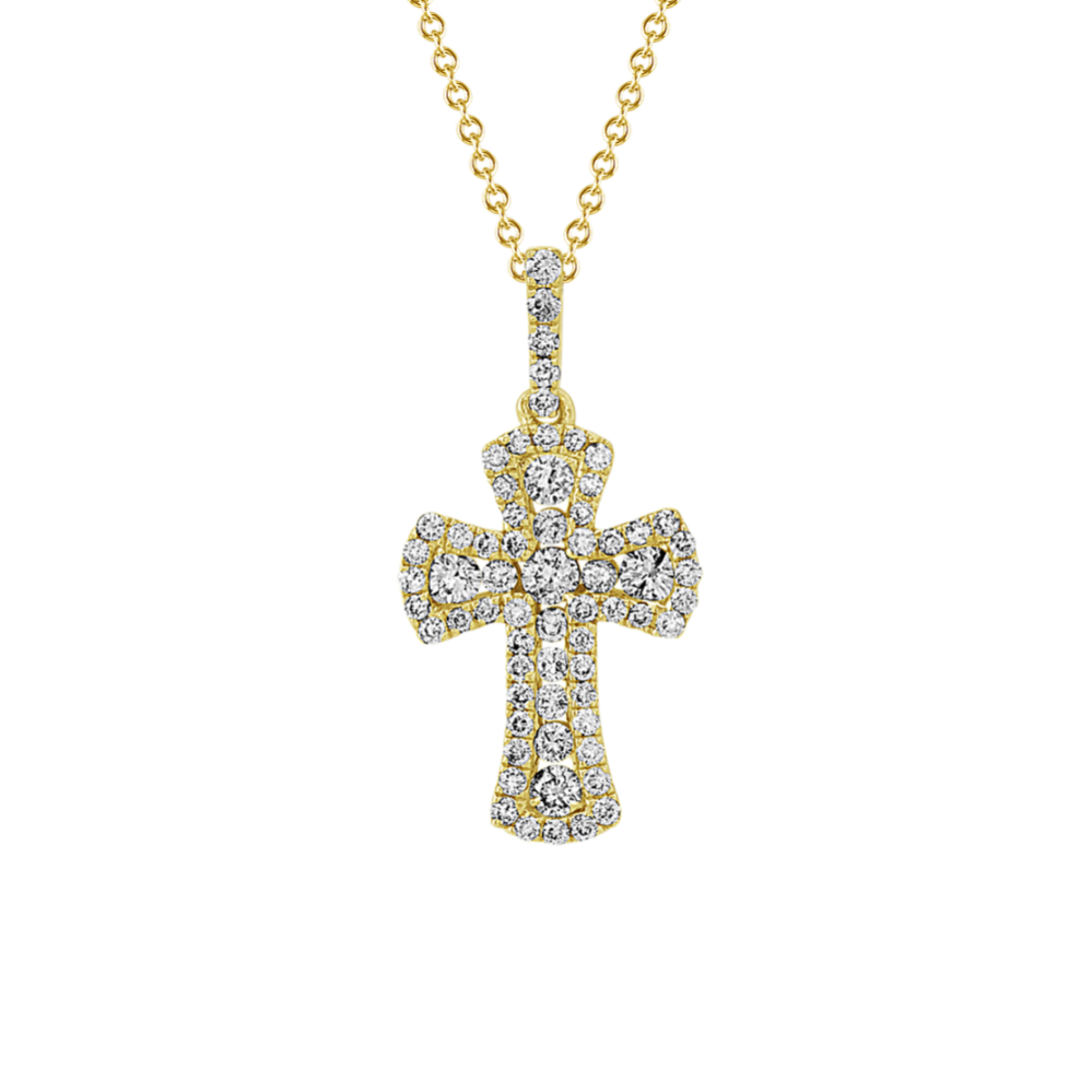 Diamond Cross Pendant in 14k Yellow Gold (18'')
