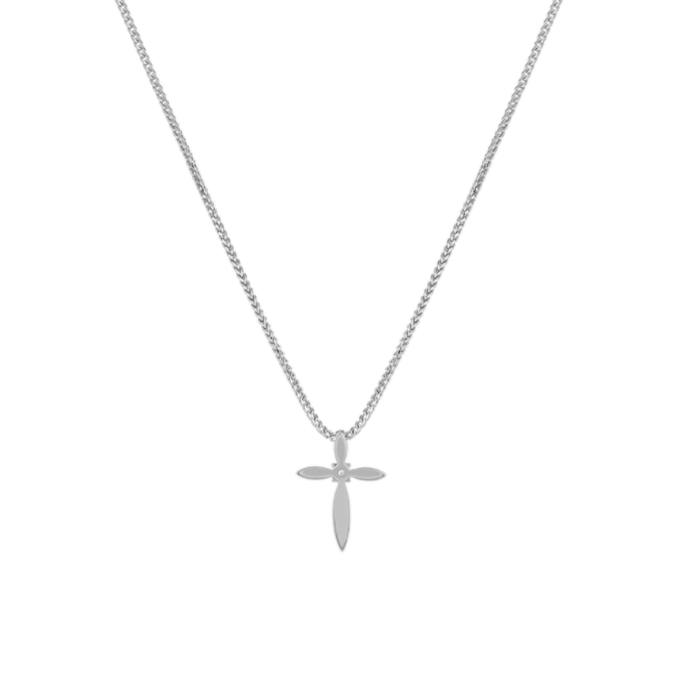 Natural Diamond Cross Pendant in Sterling Silver (20 in)