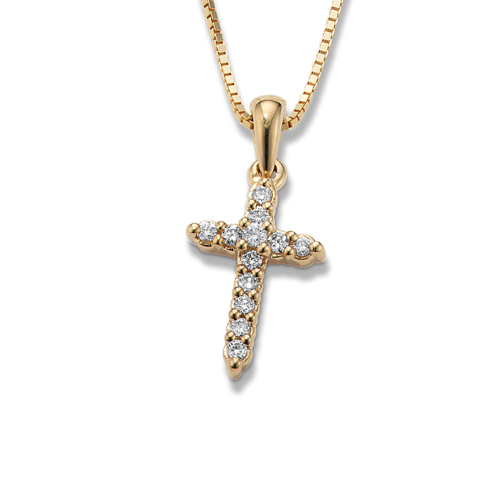 Helene Natural Diamond Cross Pendant in 14K Yellow Gold (18 in)