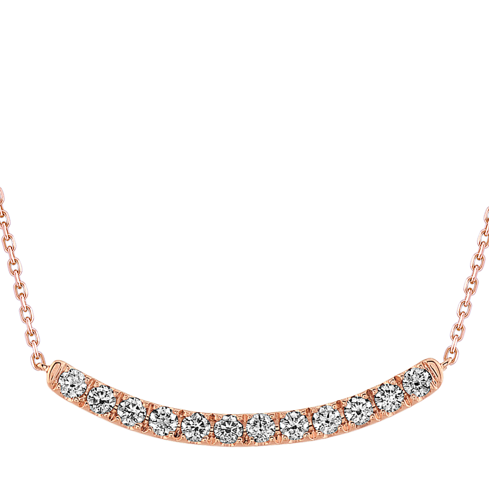 Curved 0.50 tcw Diamond Bar Necklace