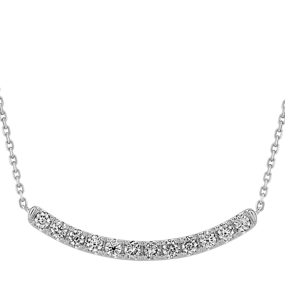 Rialto Diamond Curved Bar Necklace in 14K White Gold (20 in)