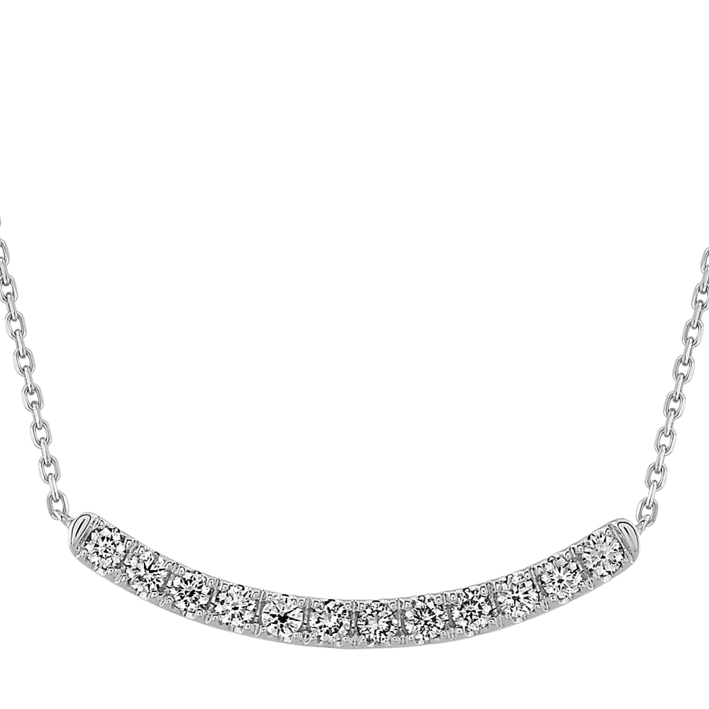 Curved 0.50 tcw Diamond Bar Necklace