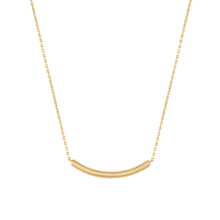 Rialto Natural Diamond Curved Bar Necklace in 14K Yellow Gold (20 in)