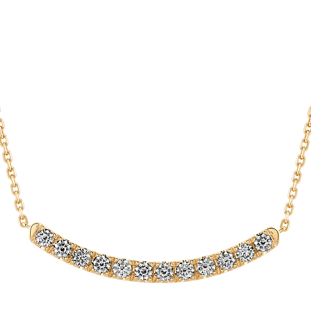 Rialto Diamond Curved Bar Necklace in 14K Yellow Gold (20 in)