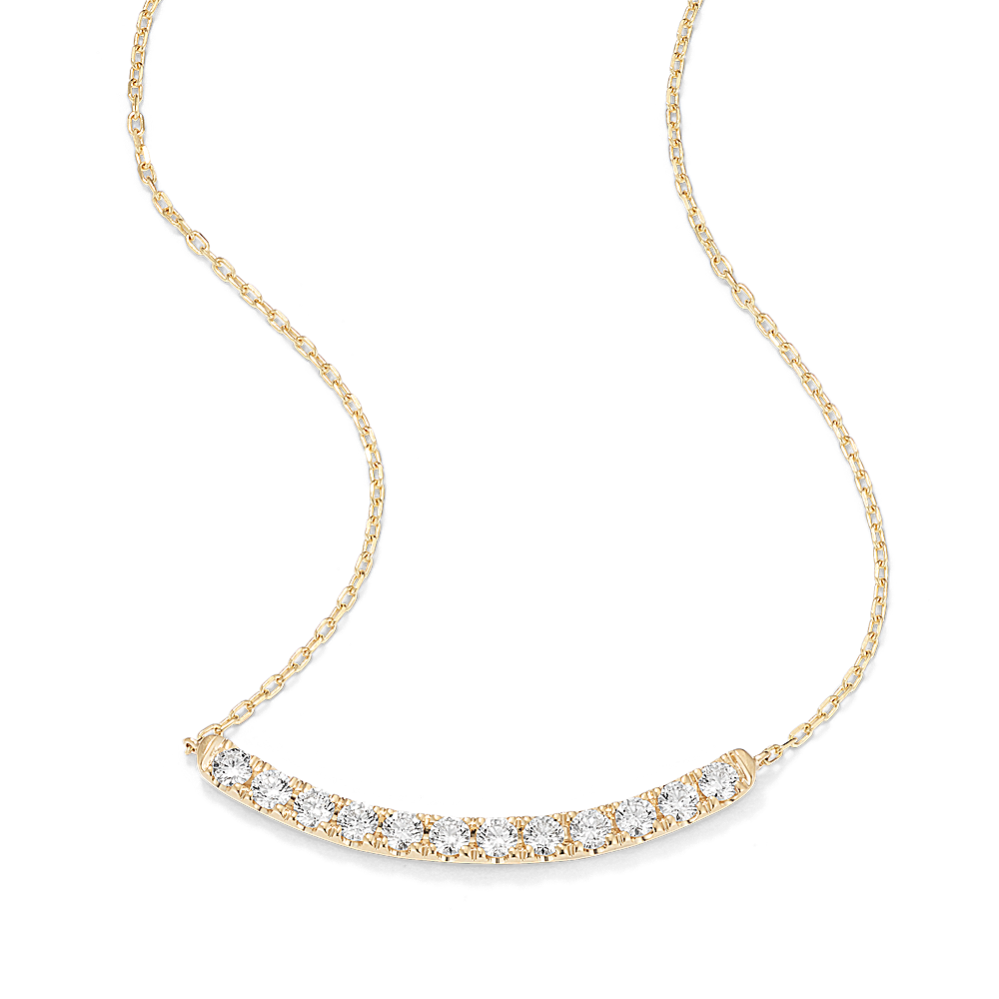 Rialto Diamond Curved Bar Necklace in 14K Yellow Gold (20 in)