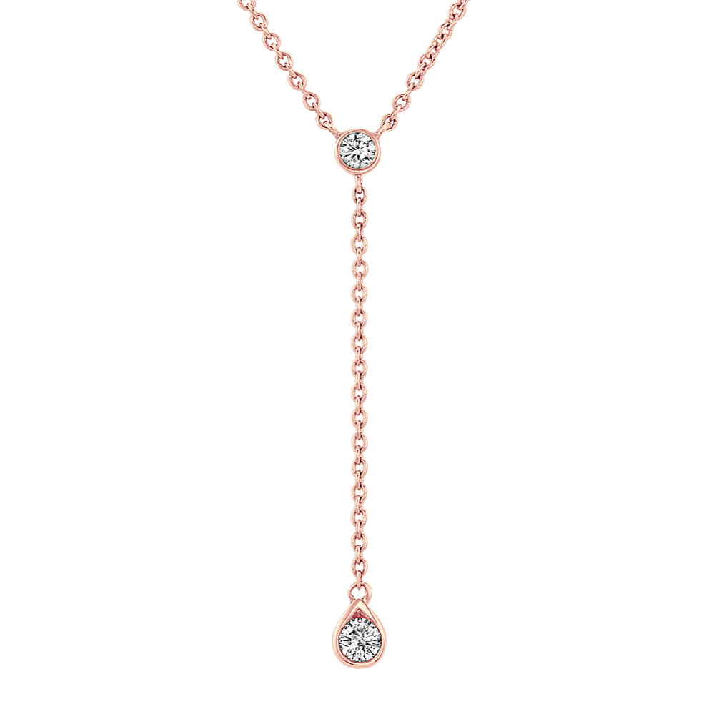 Diamond Dangle Necklace in 14k Rose Gold (18 in)