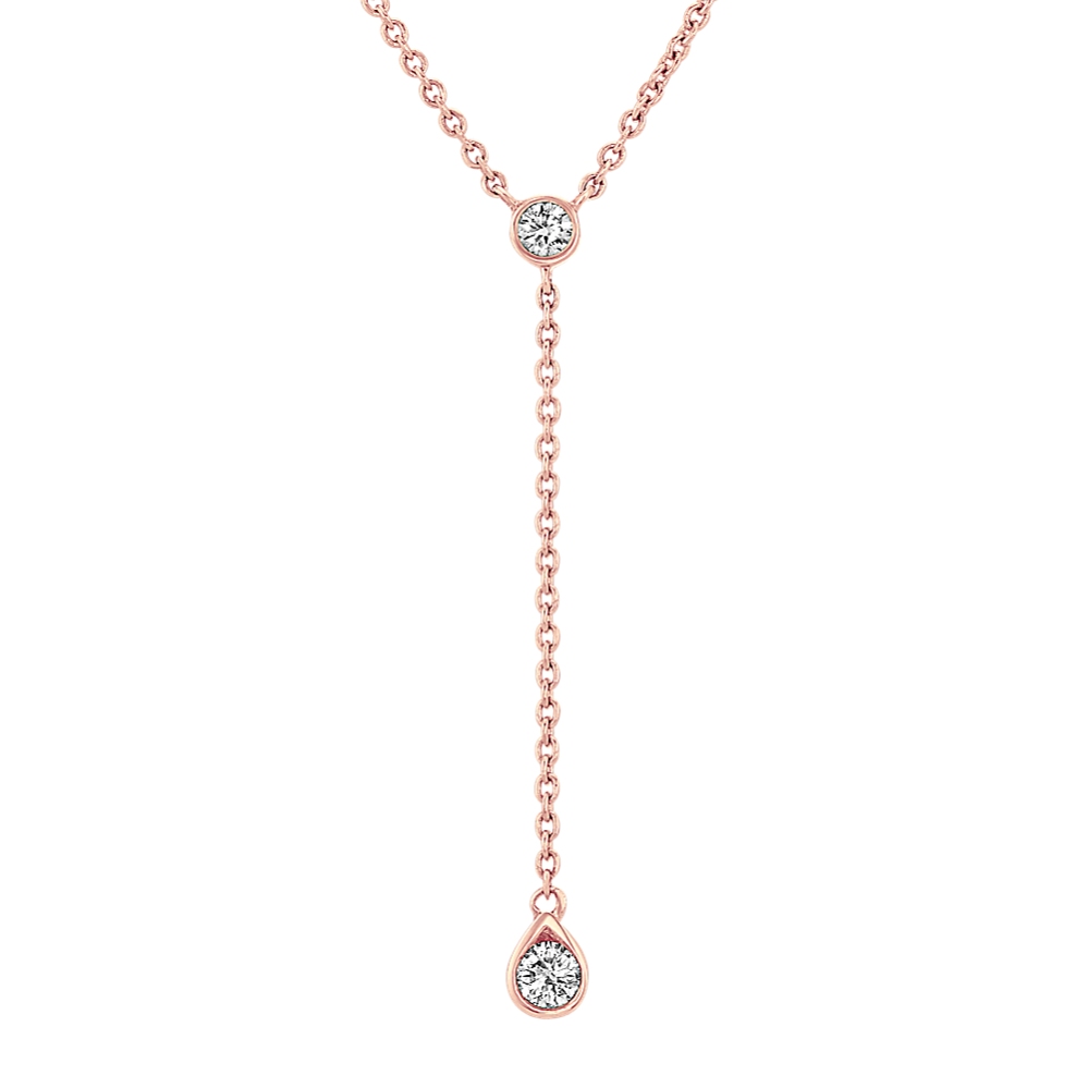 Diamond Dangle Necklace in 14k Rose Gold (18'')