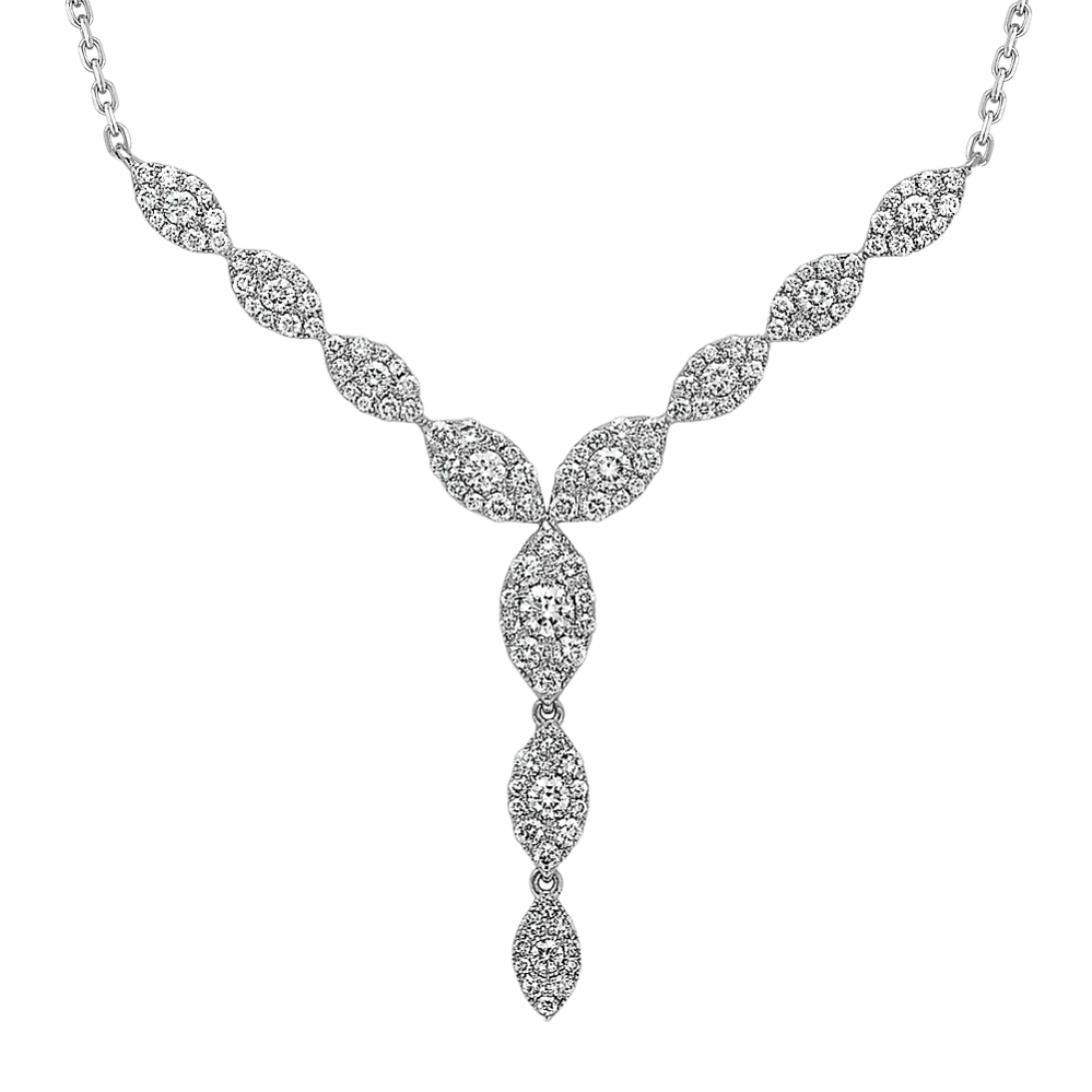 Diamond Dangle Necklace in 14k White Gold (18'')