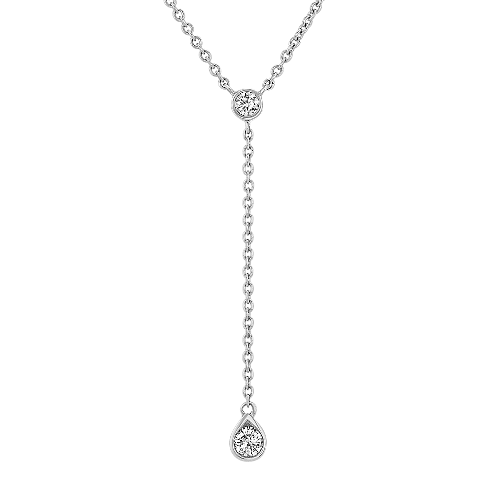 Diamond Dangle Necklace in 14k White Gold (18 in)