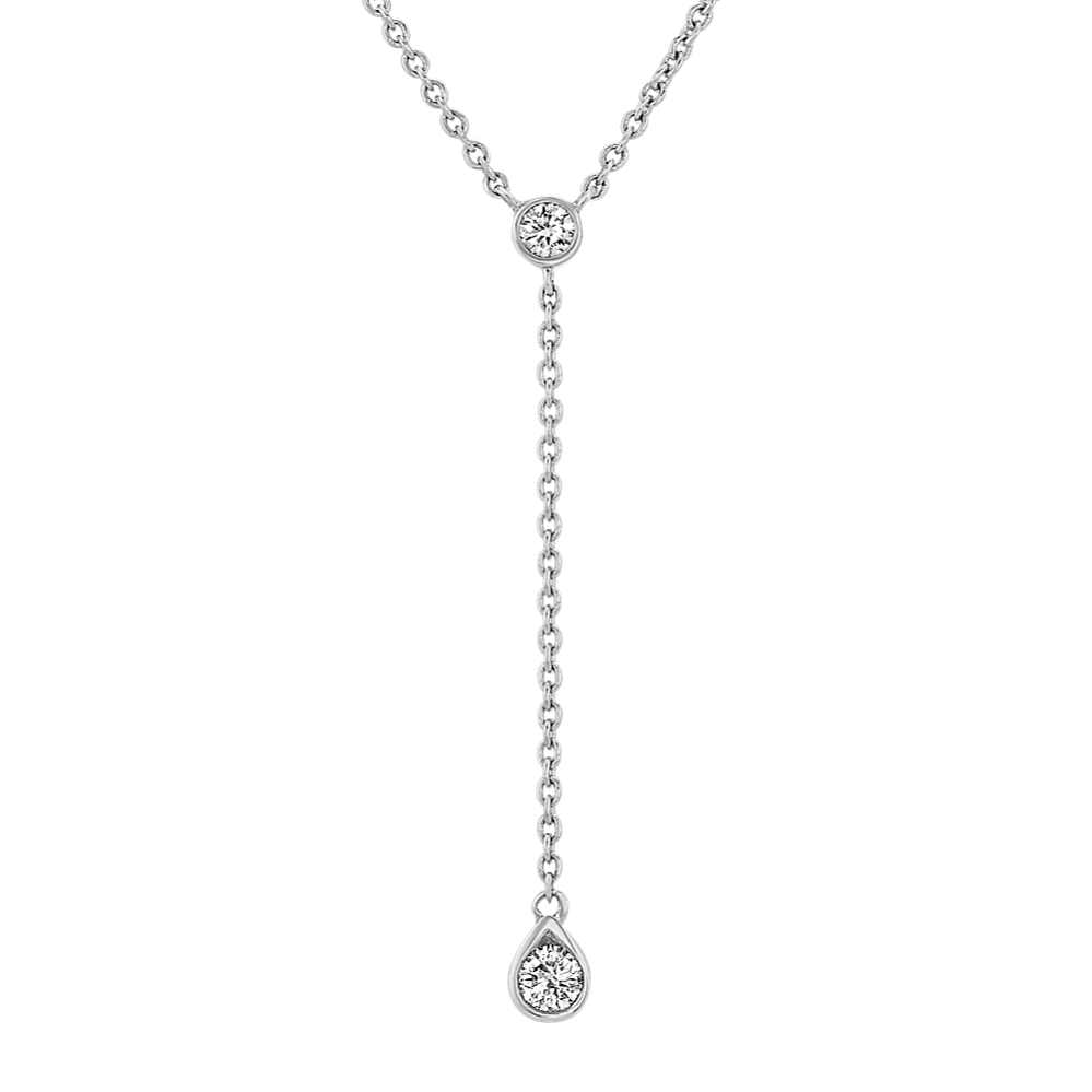 Diamond Dangle Necklace in 14k White Gold (18 in)
