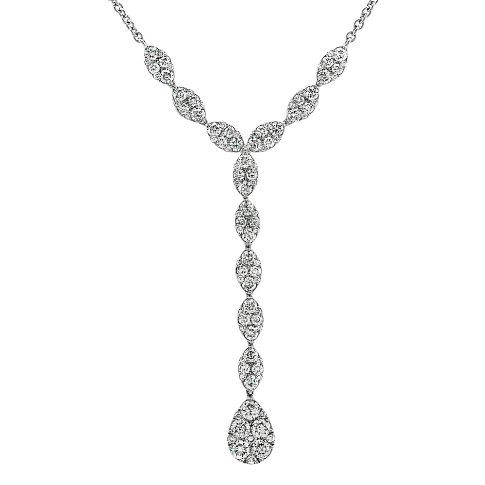 Diamond Dangle Necklace in 14k White Gold (18 in)