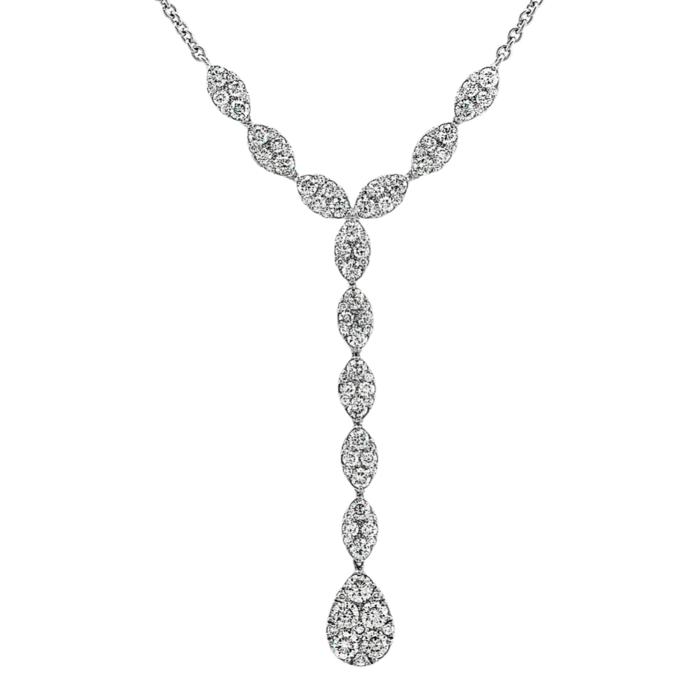 Diamond Dangle Necklace in 14k White Gold (18'')