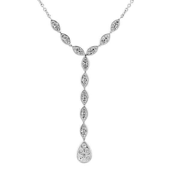 Diamond Dangle Necklace in 14k White Gold (18 in) | Shane Co.