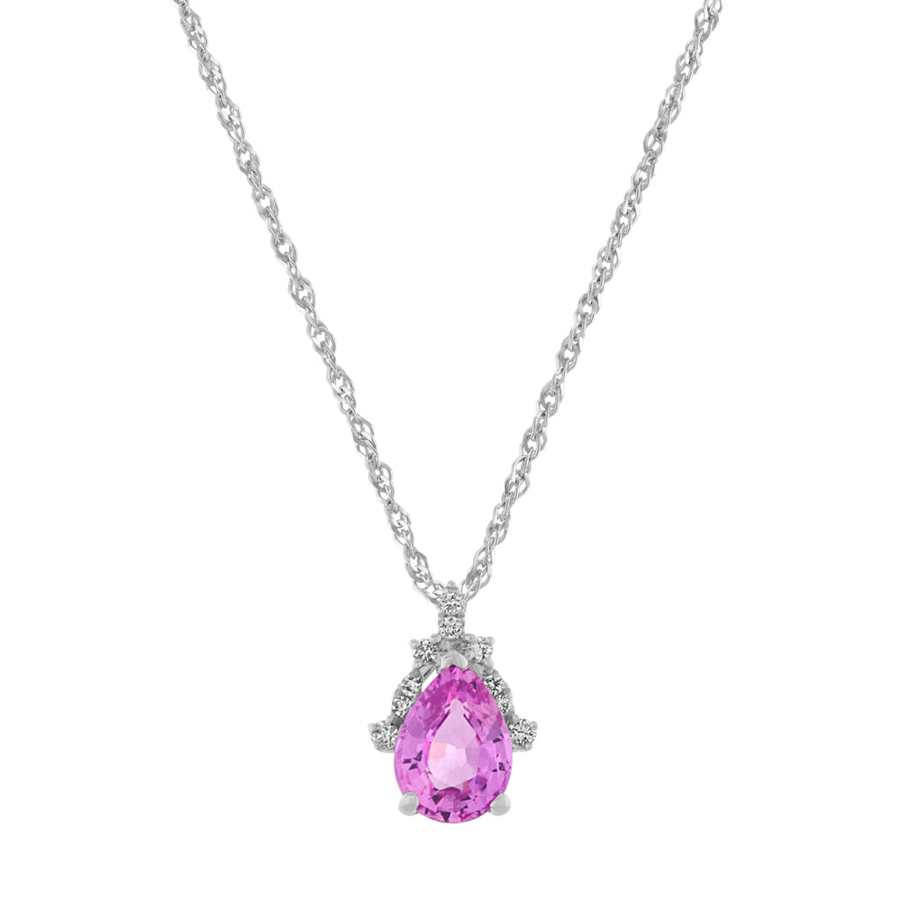 6.97 mm Pink Natural Sapphire Necklace in White Gold