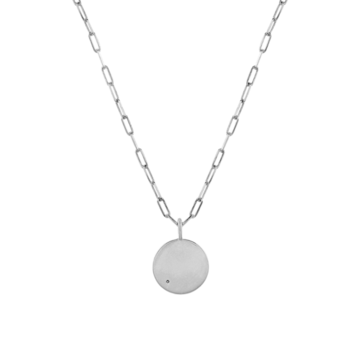 Disk Pendant with Natural Diamond Accent in Sterling Silver (24 in)