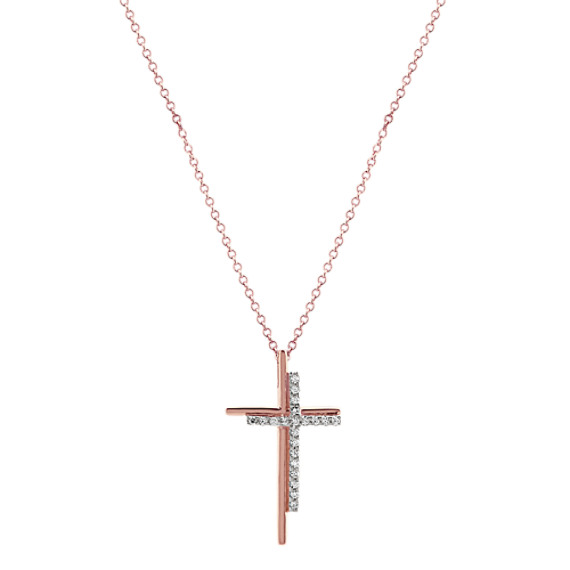Diamond Double Cross Pendant In 14k Rose Gold 22 Shane Co - Double Cross Pendant Diamond Double Cross Pendant In 14k Rose Gold 22 Shane Co - Double Cross Pendant