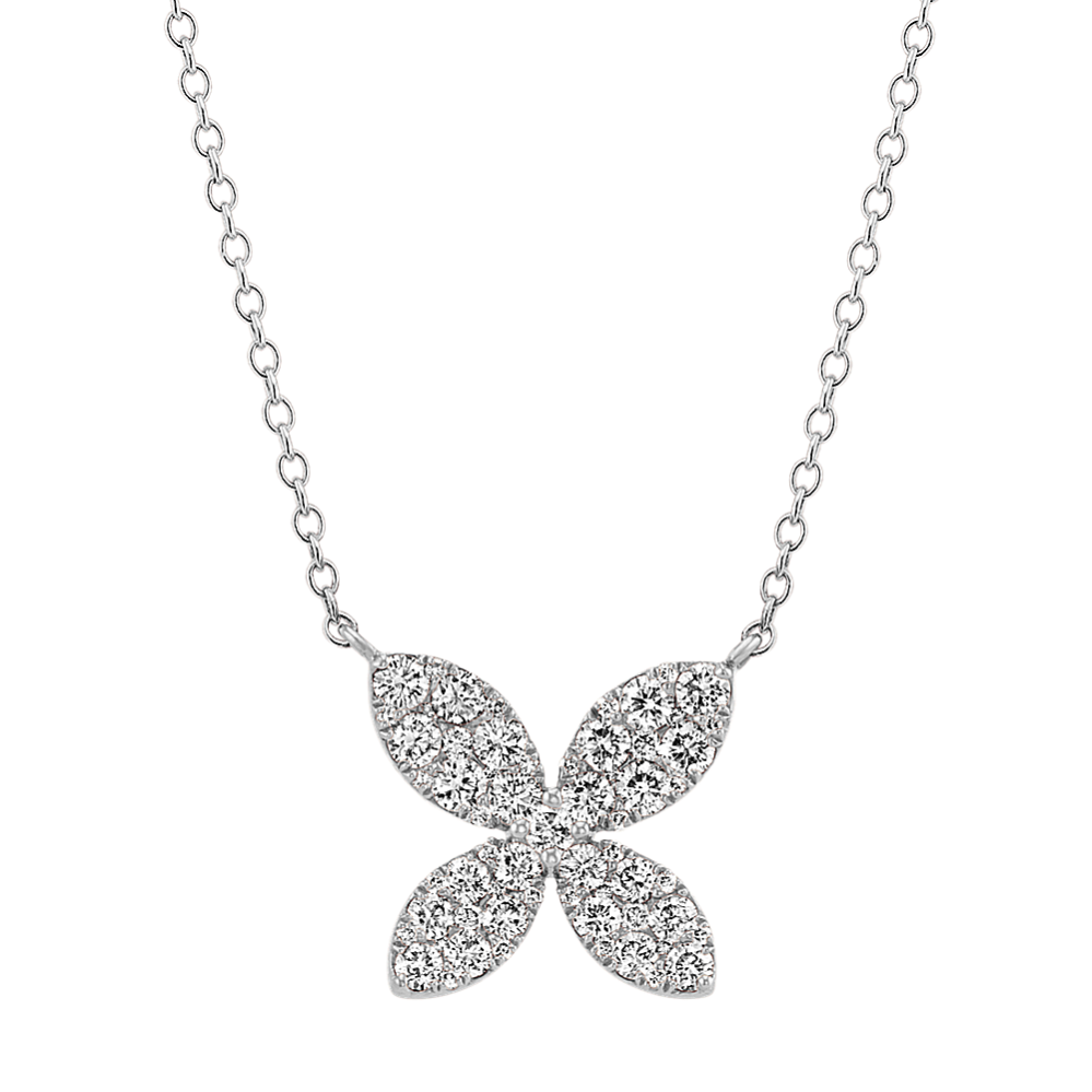 Diamond Floral Necklace in 14k White Gold (18 in)