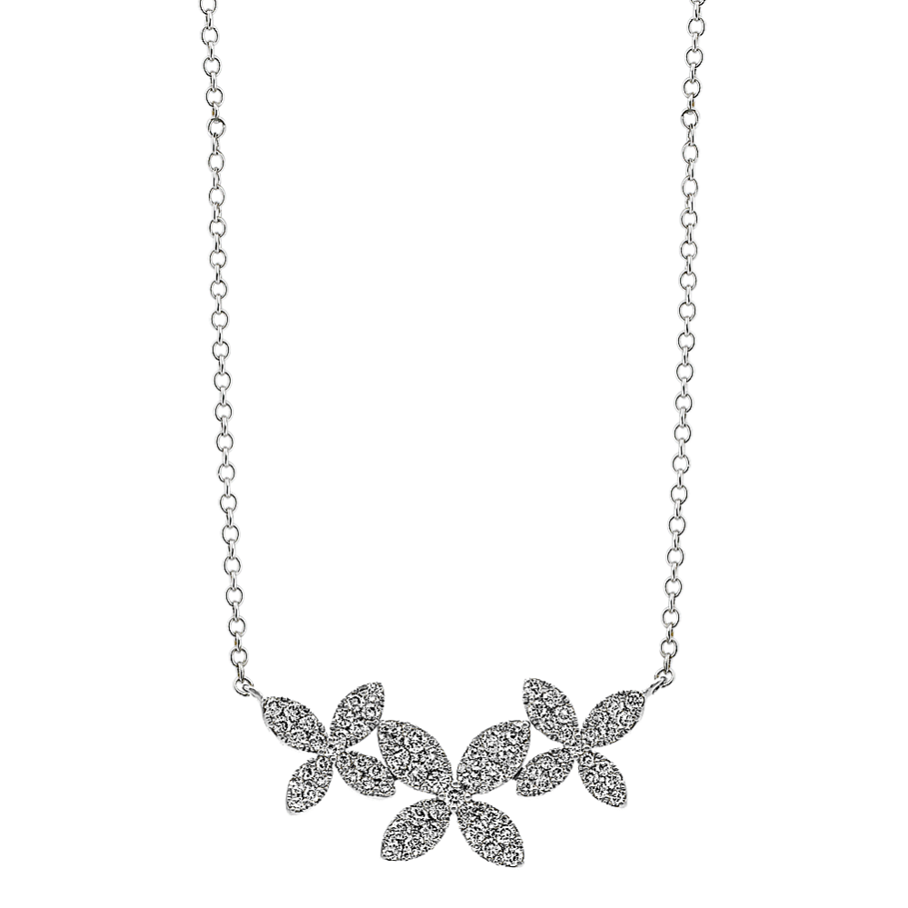 Diamond Floral Trio Necklace (18'')