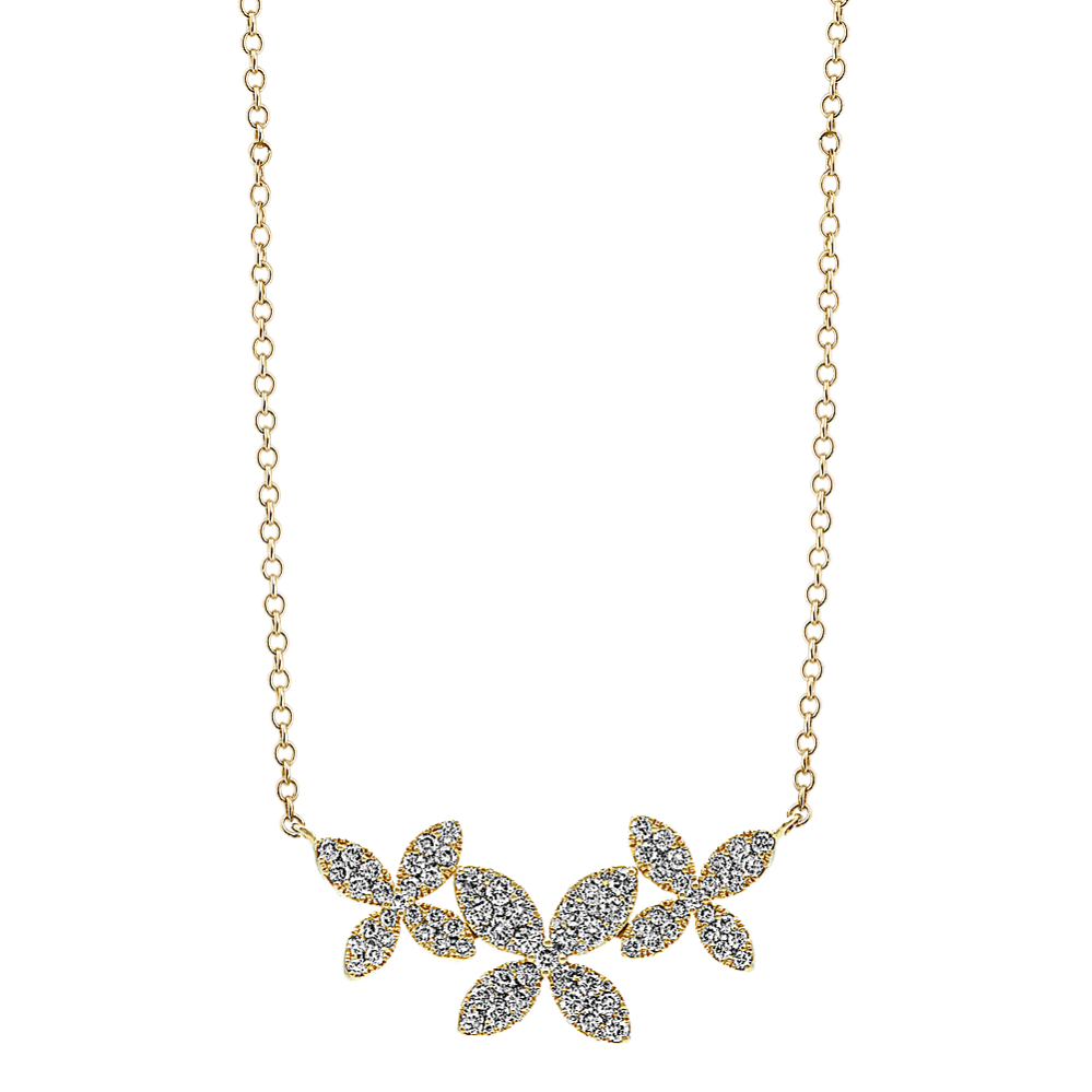 Diamond Floral Trio Necklace (18 in)