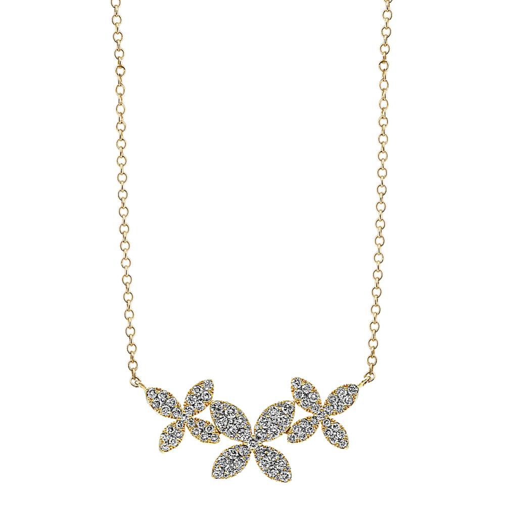 Diamond Floral Trio Necklace (18'')