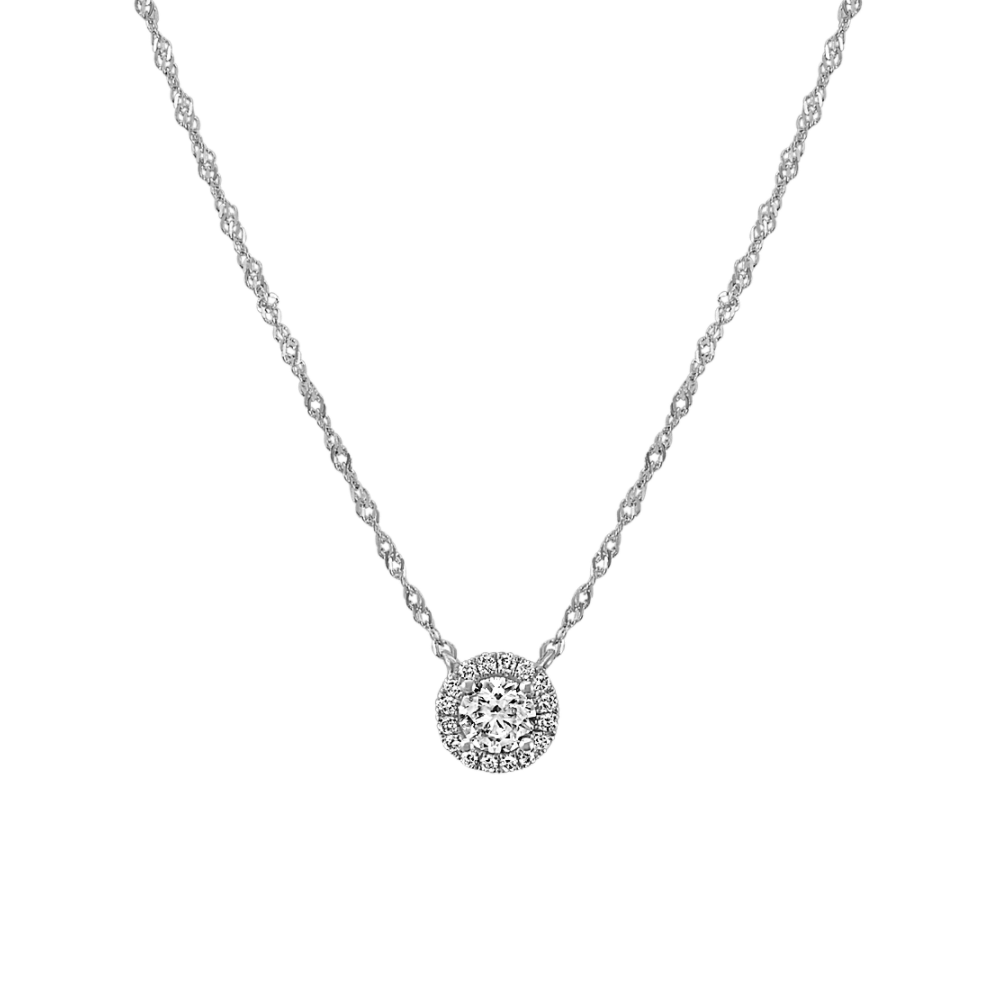 Natural Diamond Halo Necklace (18 in)