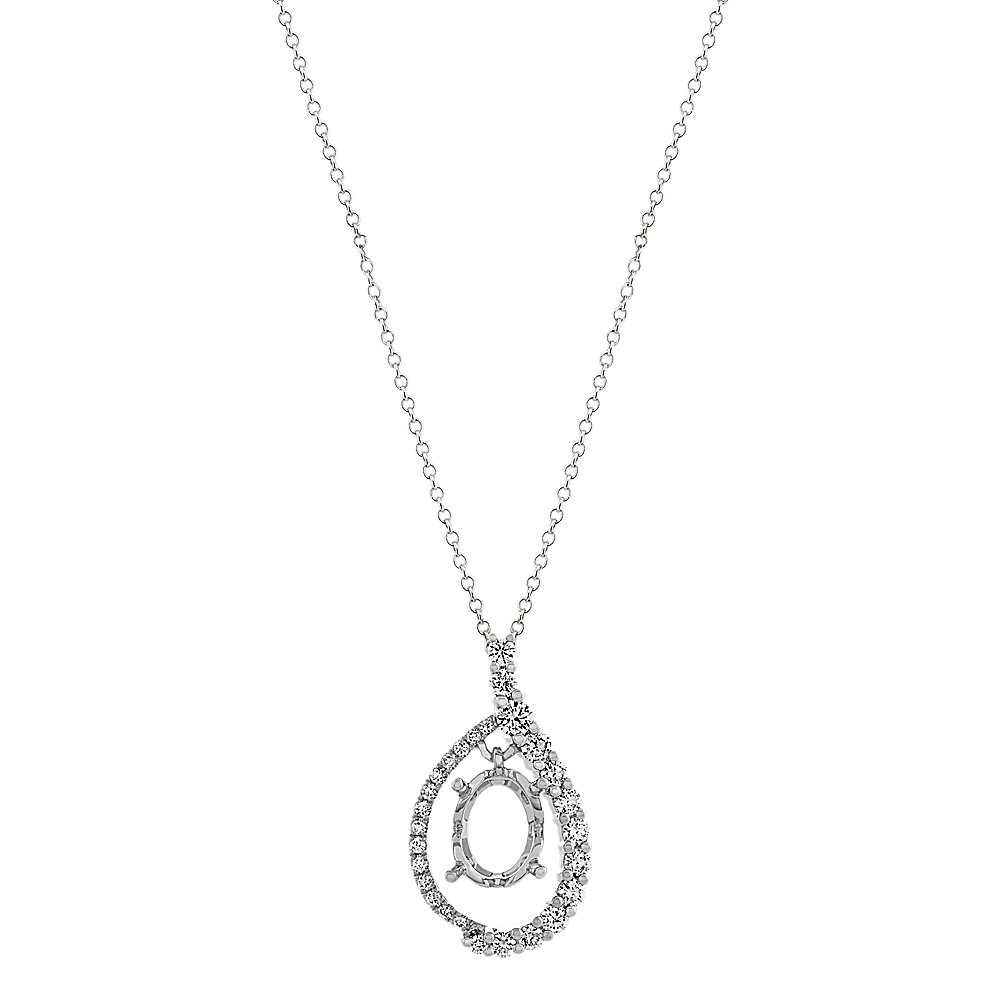 Finale Diamond Halo Pendant for Oval Gemstone (24 in) | Shane Co.