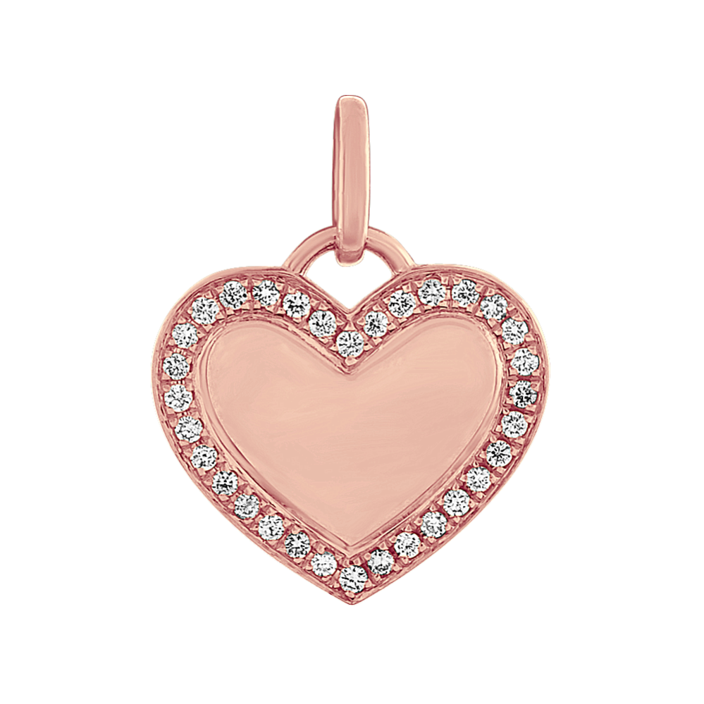 Diamond Heart Charm in 14k Rose Gold