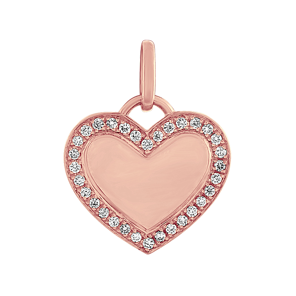 Natural Diamond Heart Charm in 14k Rose Gold