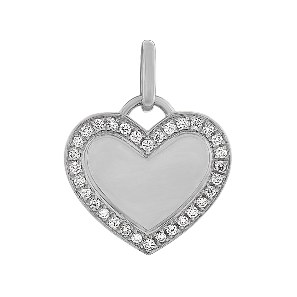 Diamond Heart Charm in 14k White Gold