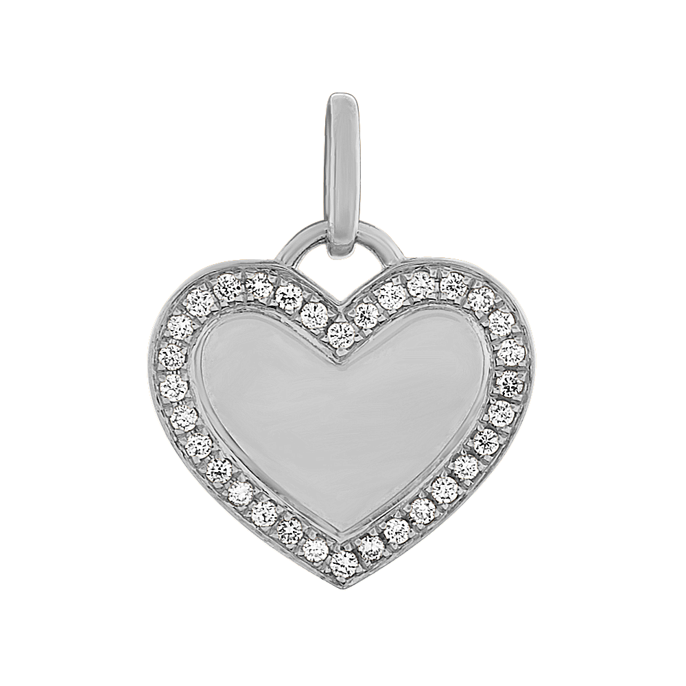 Natural Diamond Heart Charm in 14k White Gold