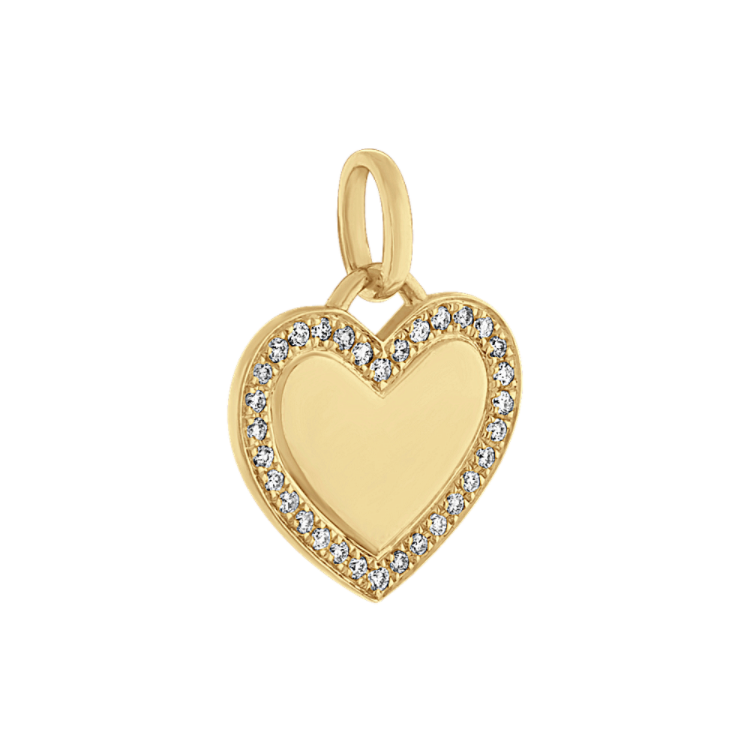 Natural Diamond Heart Charm in 14k Yellow Gold
