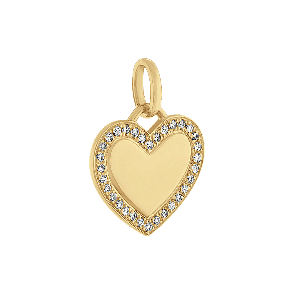 14K Matte Gold Slim Elongated Diamond Heart Charm - Unique Gold Charms